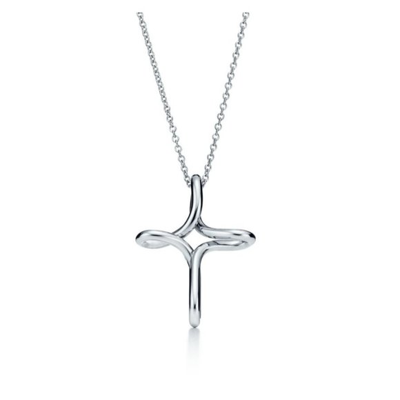 Tiffany & Co. Jewelry - Tiffany & Co Necklace Elsa Peretti Open Cross Infinity Pendant Silver in Medium